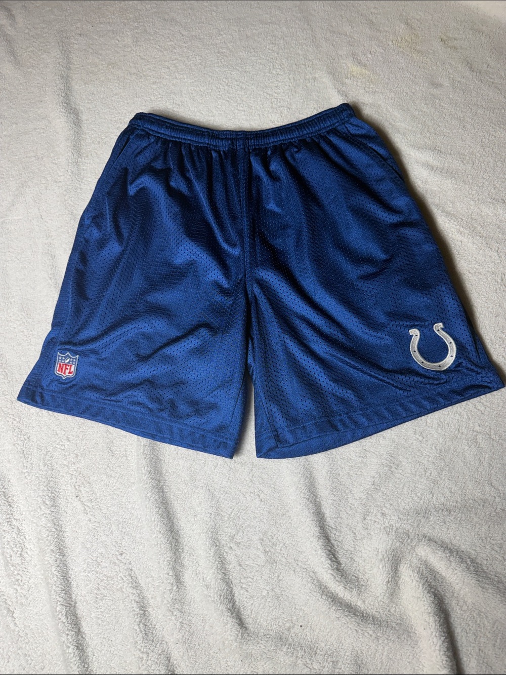 Reebok Men's Royal Blue Athletic Mesh Shorts with Team Crest